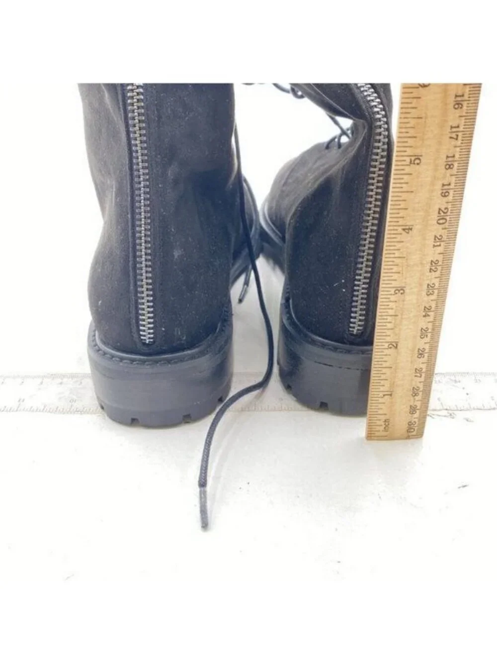 Black Lace-up Combat Boots Ankle Booties for Women Suede Black
